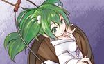  bad_id bad_twitter_id bucket green_eyes green_hair hair_bobbles hair_ornament in_bucket in_container kisume oniku_(o_ni_q) short_hair solo touhou twintails wooden_bucket 