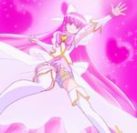  absurdly_long_hair aino_megumi armpits bangs boots bow clenched_hand cure_lovely detached_sleeves dress fighting_stance forever_lovely hair_bow happinesscharge_precure! haruyama_kazunori heart light_smile long_hair magical_girl outstretched_arms outstretched_hand panties pantyshot pantyshot_(standing) pink pink_background pink_bow pink_eyes pink_hair pink_panties precure short_shorts shorts shorts_under_dress sidelocks smile solo sparkle spread_legs standing thigh_boots thighhighs underwear upshorts upskirt very_long_hair white_footwear white_legwear 