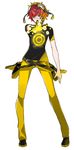  aiba_takumi black_footwear black_gloves black_shirt blue_eyes digimon digimon_story:_cyber_sleuth fanny_pack full_body gloves goggles goggles_on_head male_focus official_art pants print_gloves print_shirt red_hair shirt shoes simple_background single_glove solo yasuda_suzuhito yellow_pants 