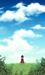  bowl cloud day hat japanese_clothes kimono purple_hair satou_yuuki short_hair sky solo sukuna_shinmyoumaru touhou 