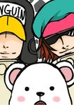  bear hat heart_pirates male_focus multiple_boys one_piece penguin_(one_piece) red_hair shachi_(one_piece) sunglasses trio 