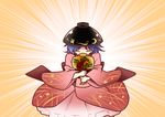  bowl bowl_hat closed_eyes hat japanese_clothes kimono mallet purple_hair satou_yuuki short_hair solo sukuna_shinmyoumaru touhou 