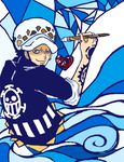  1boy hat heart heart_pirates jacket male male_focus one_piece over_shoulder paintbrush sitting solo trafalgar_law 