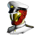  admiral_(kantai_collection) buttons commentary flanker_(flanker8649) hat helm helmet iron_man kantai_collection male_focus marvel parody peaked_cap simple_background solo upper_body white_background 