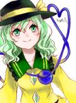  artist_name eyeball green_eyes green_hair hat hat_ribbon heart heart_of_string komeiji_koishi long_hair ribbon rosette_(roze-ko) smile solo third_eye touhou 