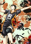  1boy feathers haikyuu!! kageyama_tobio knee_pads kneepads male_focus shorts solo sportwear 