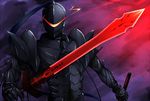  armor arondight bad_id bad_pixiv_id berserker_(fate/zero) black_armor fate/zero fate_(series) full_armor glowing glowing_sword glowing_weapon helmet male_focus reiji_(rageh000) solo sword weapon 