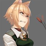  anger_vein angry animal_ears bell bell_collar blonde_hair breasts cat_ears cattail clenched_teeth collar kuraishi_tanpopo medium_breasts plant scowl short_hair solo sweater_vest teeth tef witch_craft_works yellow_eyes 
