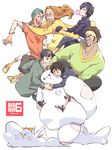  4boys baymax big_hero_6 black_hair brown_hair cat fred_(big_hero_6) glasses gogo_tomago hairlocs hiro_hamada honey_lemon long_hair multicolored_hair multiple_boys multiple_girls orange_hair purple_hair robot short_hair tadashi_hamada touge_hiro wasabi-no-ginger 