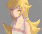  bare_shoulders blonde_hair dress long_hair monogatari_(series) mw oshino_shinobu solo yellow_eyes 