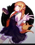  bad_id bad_pixiv_id bakemonogatari blonde_hair doughnut dress food jiaoshouxingfa long_hair monogatari_(series) oshino_shinobu solo tsukimonogatari v yellow_eyes 