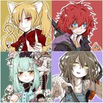  animal_ears blonde_hair blue_eyes brown_eyes brown_hair doll_joints dress fox_ears fur green_hair multiple_girls mushroom nagai_gojitsudan_no_nechronica overalls red_eyes red_hair sakurai_haruto stitches tentacles yellow_eyes 