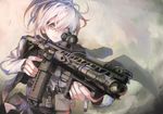  angled_foregrip ar-15 assault_rifle cigarette gun holding holding_gun holding_weapon koh_(minagi_kou) load_bearing_vest looking_away original ponytail rifle scope solo trigger_discipline watch weapon 