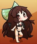  bad_id bad_pixiv_id bikini black_bikini black_wings bow brown_eyes brown_hair chibi hair_bow hair_ribbon inunoko. long_hair looking_at_viewer reiuji_utsuho ribbon solo swimsuit touhou very_long_hair wings 