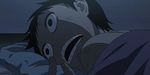  1boy akira_midousuji animated animated_gif black_eyes black_hair covers crazy creepy male male_focus midousuji_akira pillow solo tongue yowamushi_pedal 