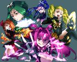  ;d bare_shoulders bike_shorts blonde_hair blue_eyes blue_hair bug butterfly butterfly_hair_ornament clenched_teeth dark_aqua dark_cure_(yes!_precure_5) dark_dream dark_lemonade dark_mint dark_persona dark_rouge earrings fingerless_gloves gloves green_eyes green_hair hair_ornament hair_rings insect jewelry laughing long_hair long_sleeves magical_girl mirrrrr multiple_girls one_eye_closed open_mouth outstretched_arm outstretched_arms pink_eyes pink_hair precure red_eyes red_hair short_hair skirt smile teeth twintails updo yellow_eyes yes!_precure_5 