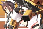  animal_ears armband bad_id bad_pixiv_id blush brown_hair cat_ears crop_top crop_top_overhang midriff navel open_mouth original samegami solo thigh_strap yellow_eyes 