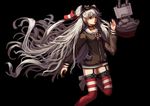  amatsukaze_(kantai_collection) black_background breasts brown_eyes cowboy_shot expressionless garter_straps hair_tubes hairband hat kantai_collection long_hair long_sleeves looking_at_viewer minhoo mini_hat neckerchief rensouhou-kun silver_hair simple_background small_breasts solo striped striped_legwear thighhighs two_side_up very_long_hair wavy_hair windsock 