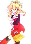  :d blonde_hair blush boots broom buttons frills hair_ribbon long_hair long_sleeves open_mouth ponytail puffy_long_sleeves puffy_sleeves ribbon rockman rockman_(classic) roll sidelocks smile solo tproject09 