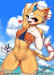  &lt;3 anthro bottomless burgerkiss canid canine canis clothed clothing covering domestic_cat felid feline felis female lagomorph mammal rabbit seaside swimsuit the_great_warrior_wall water wolf xi_yue xiao_ye 