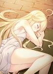  ahoge blonde_hair blush closed_eyes hypertan leopard_(yatterman) long_hair lying on_side sleeping solo time_bokan_(series) yatterman yoru_no_yatterman 