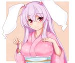  animal_ears breasts bunny_ears highres japanese_clothes kimono large_breasts looking_at_viewer purple_hair red_eyes reisen_udongein_inaba smile solo sprout_(33510539) touhou 
