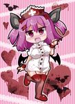  :3 :d animal_ears bad_id bad_pixiv_id bat_ears bat_wings blush breasts hair_ornament hairclip hat highres holding large_breasts looking_at_viewer noai_nioshi nurse nurse_cap open_mouth original purple_eyes purple_hair smile solo syringe thighhighs two_side_up wings 