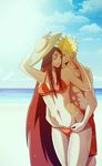  1girl absurdres bikini blonde_hair highres incest indy_rique long_hair mother_and_son naruto naruto_(series) naruto_shippuuden red_hair smile swimsuit uzumaki_kushina uzumaki_naruto very_long_hair 