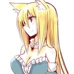  animal_ear_fluff animal_ears bad_id bad_pixiv_id blonde_hair breasts futaba_aoi large_breasts long_hair naomi_(sekai_no_hate_no_kissaten) original simple_background smile solo white_background 
