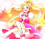  aqua_eyes blonde_hair blue_eyes blush bow buttons choker cure_flora earrings flower gloves go!_princess_precure gradient_hair hair_ornament half_updo haruno_haruka jewelry ko_sakura long_hair looking_at_viewer magical_girl multicolored_hair open_mouth pink_bow pink_hair pink_skirt precure puffy_short_sleeves puffy_sleeves ribbon short_sleeves skirt smile solo streaked_hair two-tone_hair very_long_hair wavy_hair 