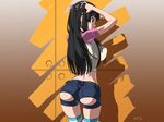  1girl akiyama_mio ass ass_cutout female k-on! long_hair shorts solo suna thighhighs 