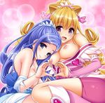  2girl 2girls blonde_hair blue_eyes blue_hair breasts female looking_at_viewer multiple_girls precure 