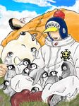  2boys animal bear bepo bird earflap_hat hat heart_pirates jumpsuit multiple_boys on_back one_piece penguin penguin_(one_piece) sitting sleeping tattoo trafalgar_law 