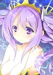  bare_shoulders breasts character_request cleavage large_breasts lavender_hair long_hair looking_at_viewer purple_eyes smile solo tiara twintails unmei_no_clan_battle 