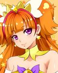  amanogawa_kirara bad_id bad_pixiv_id bare_shoulders cure_twinkle earrings go!_princess_precure jewelry long_hair magical_girl multicolored_hair omiya_(-t) orange_hair precure purple_eyes quad_tails red_hair smile solo star star_earrings streaked_hair two-tone_hair 