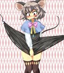  animal_ears blush capelet dress grey_hair highres jewelry mepikari mouse_ears mouse_tail nazrin open_mouth pendant red_eyes short_hair solo tail touhou 