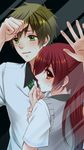  free! glass green_eyes matsuoka_gou red_eyes red_hair rio_(rio_01) school_uniform tachibana_makoto 