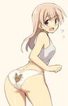  ass blush brown_hair camisole eila_ilmatar_juutilainen glastonbury1966 long_hair looking_back open_mouth panties purple_eyes solo strike_witches underwear white_panties world_witches_series 