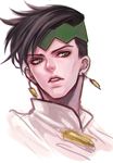  bad_id bad_pixiv_id black_hair diamond_wa_kudakenai earrings green_eyes headband igawa jewelry jojo_no_kimyou_na_bouken kishibe_rohan male_focus solo 