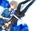  black_eyes black_hair blonde_hair eugeo green_eyes jianmo_sl kirito male_focus multiple_boys sword_art_online 