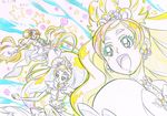  amanogawa_kirara arm_warmers bare_shoulders bow choker color_trace cure_flora cure_mermaid cure_twinkle earrings flower_earrings frilled_skirt frills gloves go!_princess_precure hair_ornament hair_ribbon half_updo haruno_haruka heart itaoka1 jewelry kaidou_minami long_hair magical_girl midriff multiple_girls navel open_mouth partially_colored ponytail precure puffy_sleeves quad_tails ribbon sketch skirt smile star star_earrings thighhighs traditional_media twintails very_long_hair 