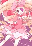  big_hair blonde_hair bow dress drill_hair earrings eyepatch hair_bow hanada_hyou harime_nui huge_bow jewelry kill_la_kill life_fiber long_hair pink_bow pinky_out smile solo strapless strapless_dress twin_drills twintails umbrella wrist_cuffs 