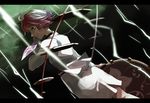  bad_id bad_twitter_id cross dark_clouds drum dutch_angle hichiko horikawa_raiko instrument jacket letterboxed lightning necktie red_eyes red_hair short_hair skirt smile solo touhou 