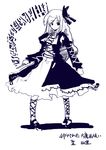  absurdres bad_id bad_pixiv_id bc blue bow hair_bow hair_ribbon highres hijiri_byakuren long_hair monochrome ribbon solo sorcerer's_sutra_scroll touhou 