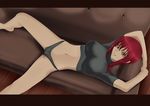  couch ews kaibutsu_oujo midriff red_hair redhead riza_wildman short_hair smile 