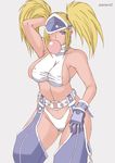  blonde_hair blue_eyes blue_mary breasts bubblegum dark_skin food king_of_fighters king_of_fighters_maximum_impact kof kof:_maximum_impact large_breasts long_hair maximum_impact nipples papepox2 snk solo the_king_of_fighters twintails 