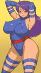  arms_behind arms_behind_back breasts elbow_gloves gloves large_breasts latex leotard long_hair lycra marvel naughty_face oekaki psylocke purple_hair skin_tight smile spandex tenseiani thigh-highs thighhighs thighs x-men 