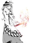  energy_sword hands hinanawi_tenshi long_hair monochrome solo sousou_(sousouworks) spot_color sword sword_of_hisou touhou weapon 