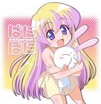  blonde_hair blue_eyes bunny child dress hug ki_(adotadot) long_hair mesousa pani_poni_dash! rebecca_miyamoto smile solo 