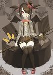  :p bad_id bad_pixiv_id black_hair black_legwear demon_tail fangs kunimura_hakushi original pitchfork pointy_ears red_eyes short_hair shorts sitting solo tail thighhighs tongue tongue_out twintails wings 